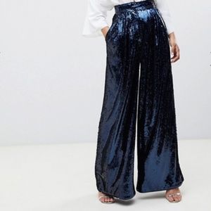 NEW with tags! ASOS EDITION BLUE SEQUIN wide pants
